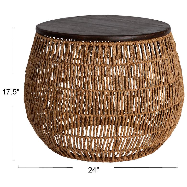 Image 3 Hand-Woven Seagrass and Pine Wood Round Side Table, Natural more views