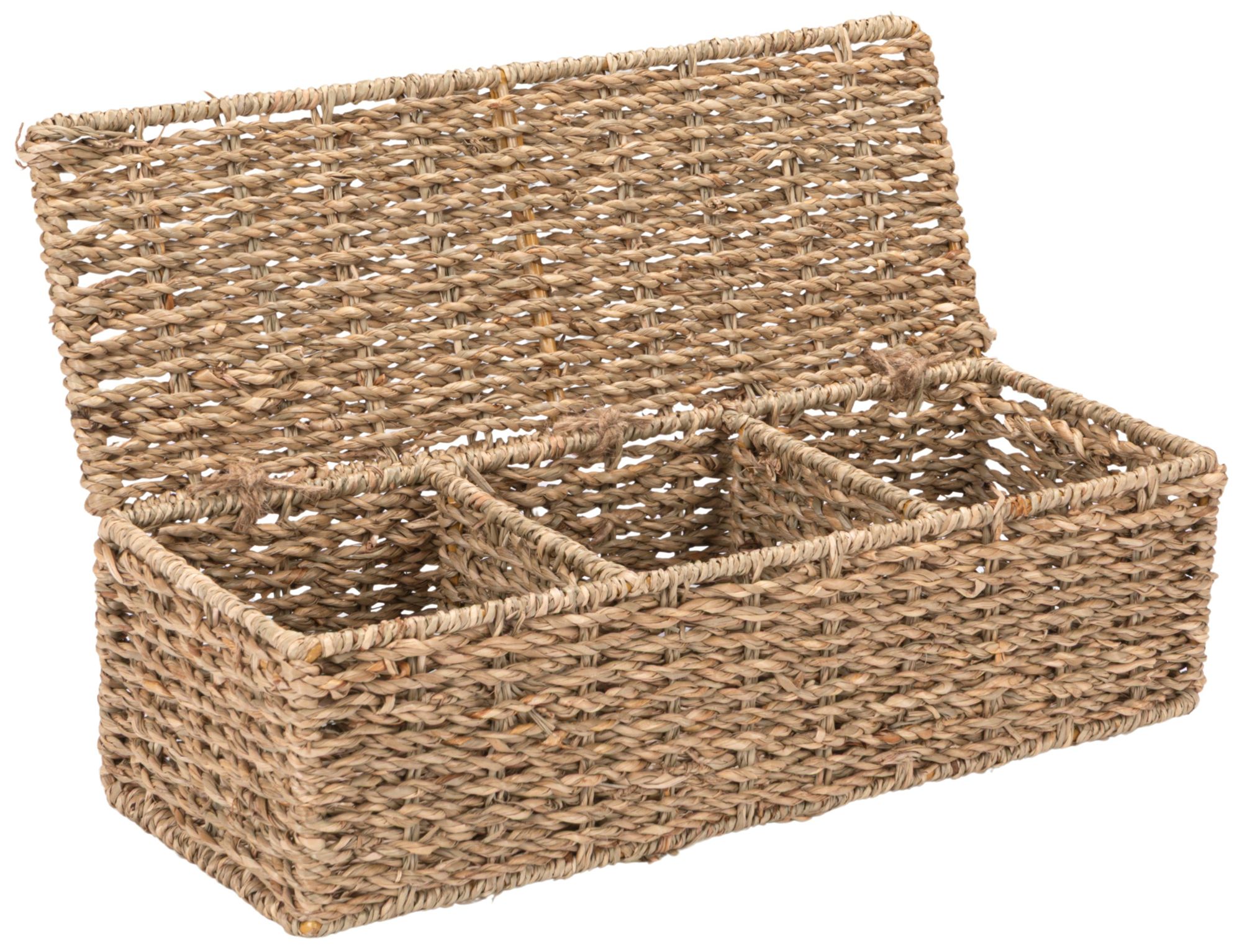 Image 7 Hand-Woven Seagrass Box with 3 Sections, Natural more views