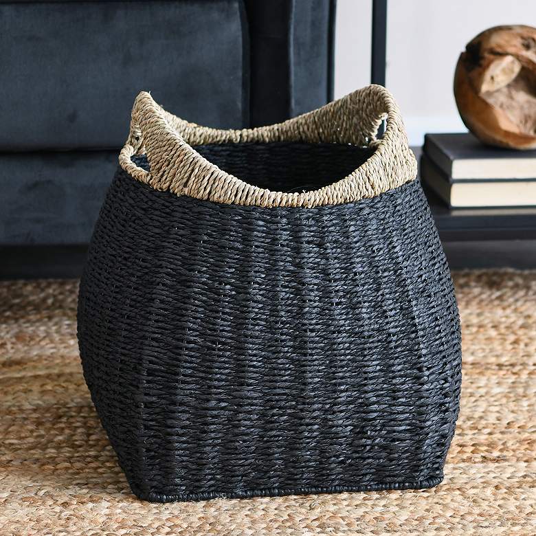 Image 1 Handled Basket, Two Tone Seagrass and Paper Rope