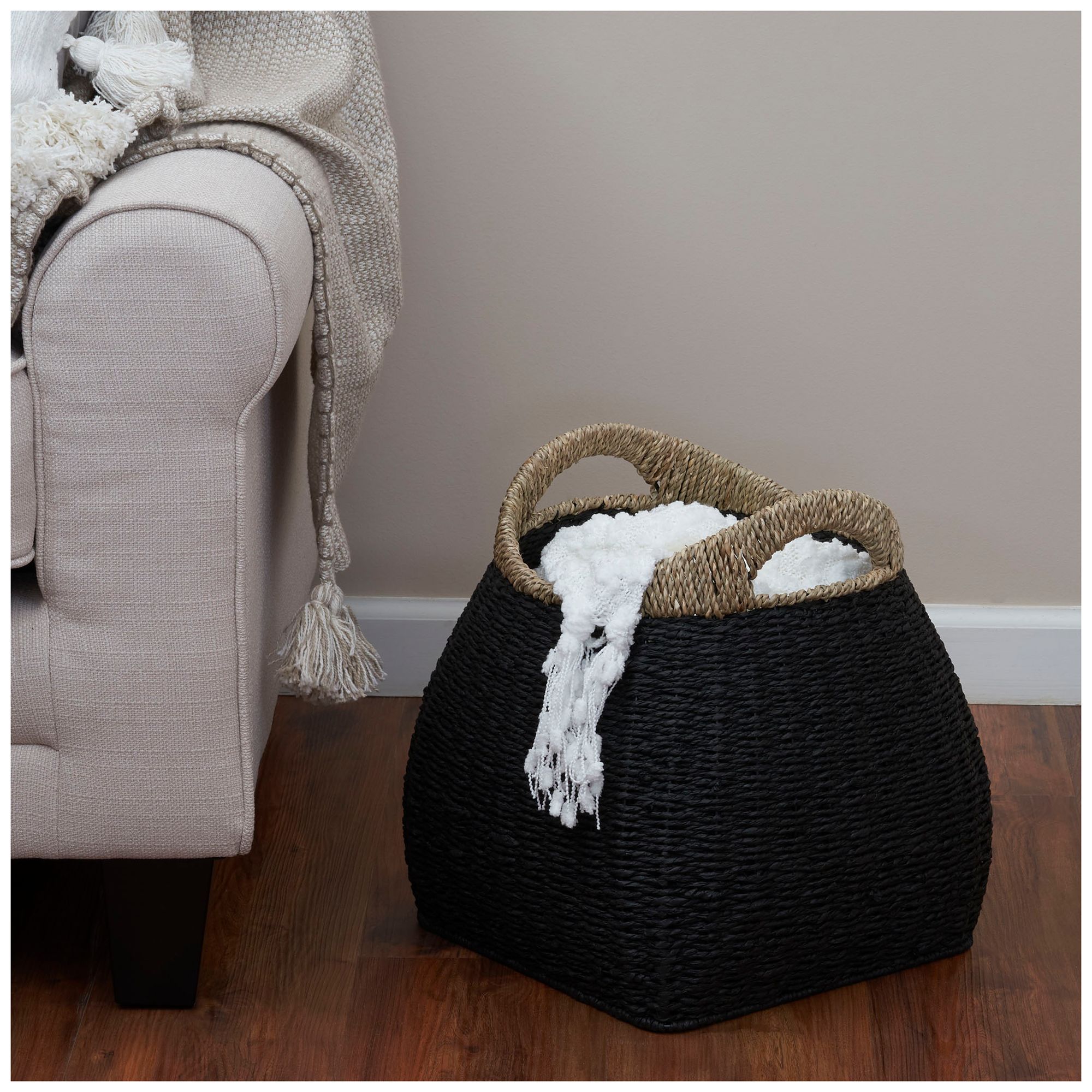 Image 3 Handled Basket, Two Tone Seagrass and Paper Rope more views