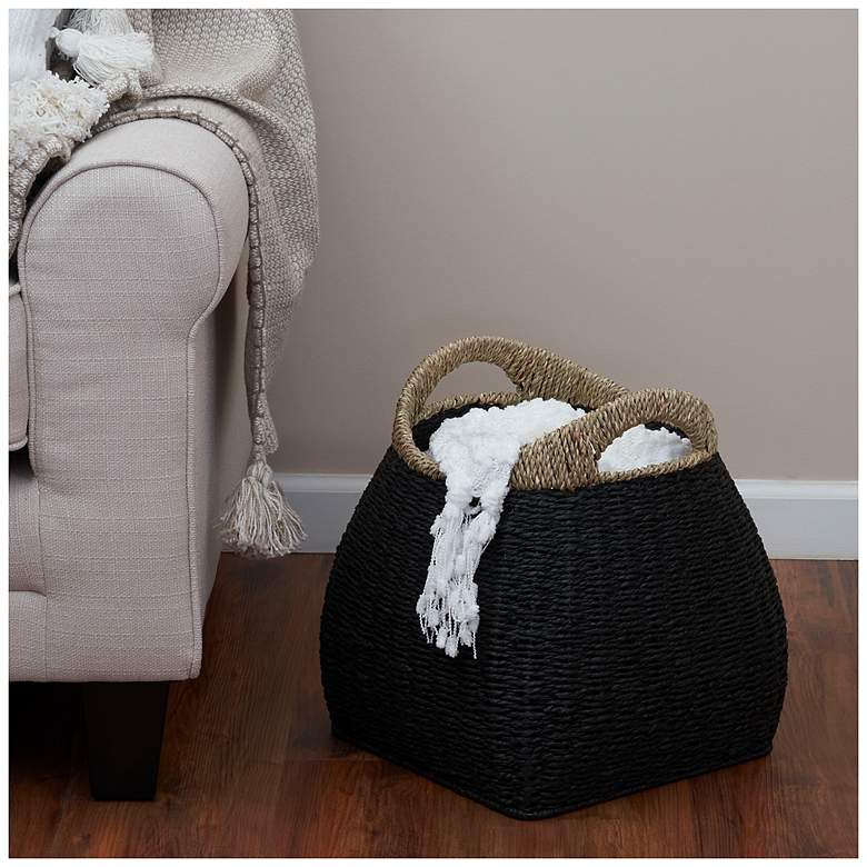 Image 3 Handled Basket, Two Tone Seagrass and Paper Rope more views