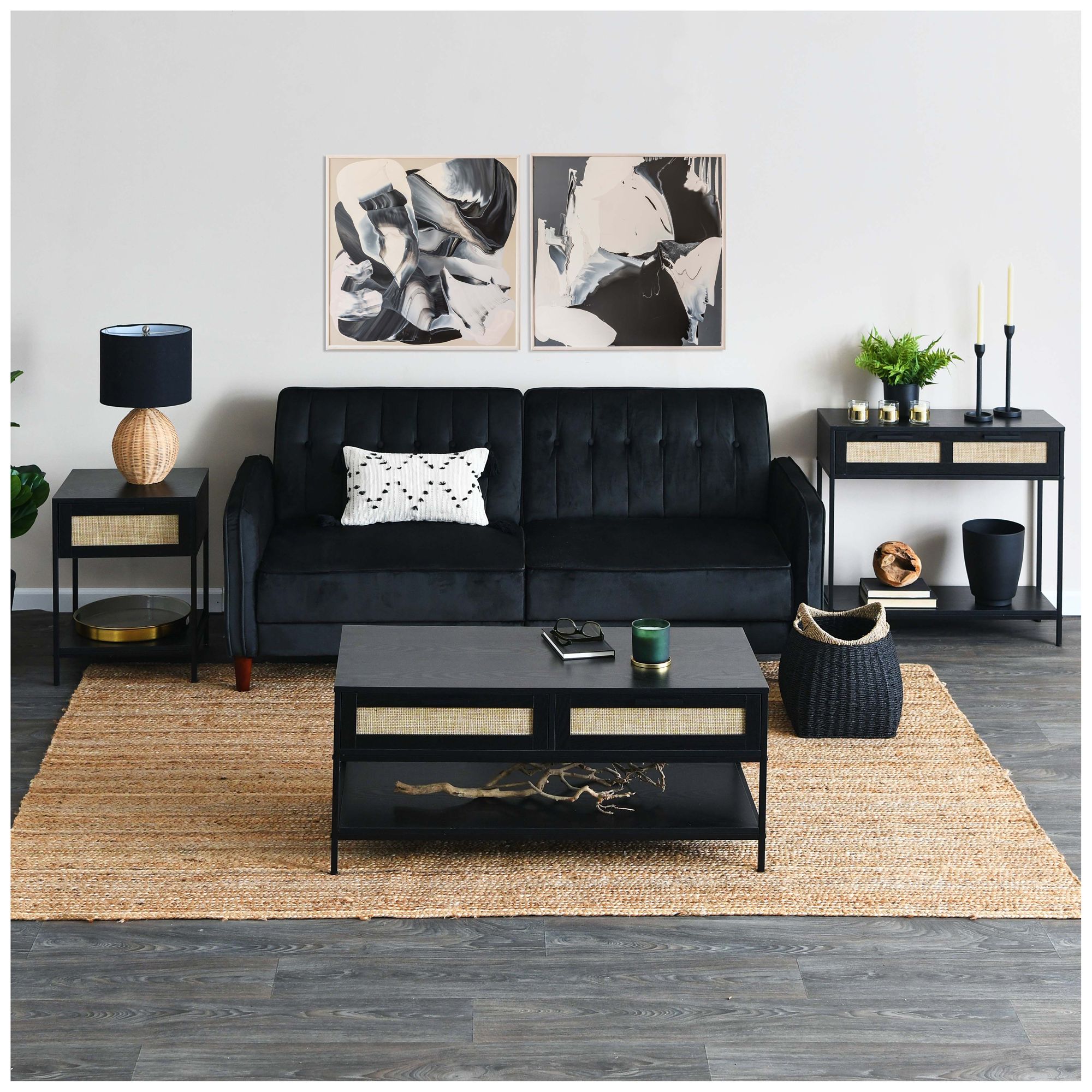 Image 4 Handled Basket, Two Tone Seagrass and Paper Rope more views