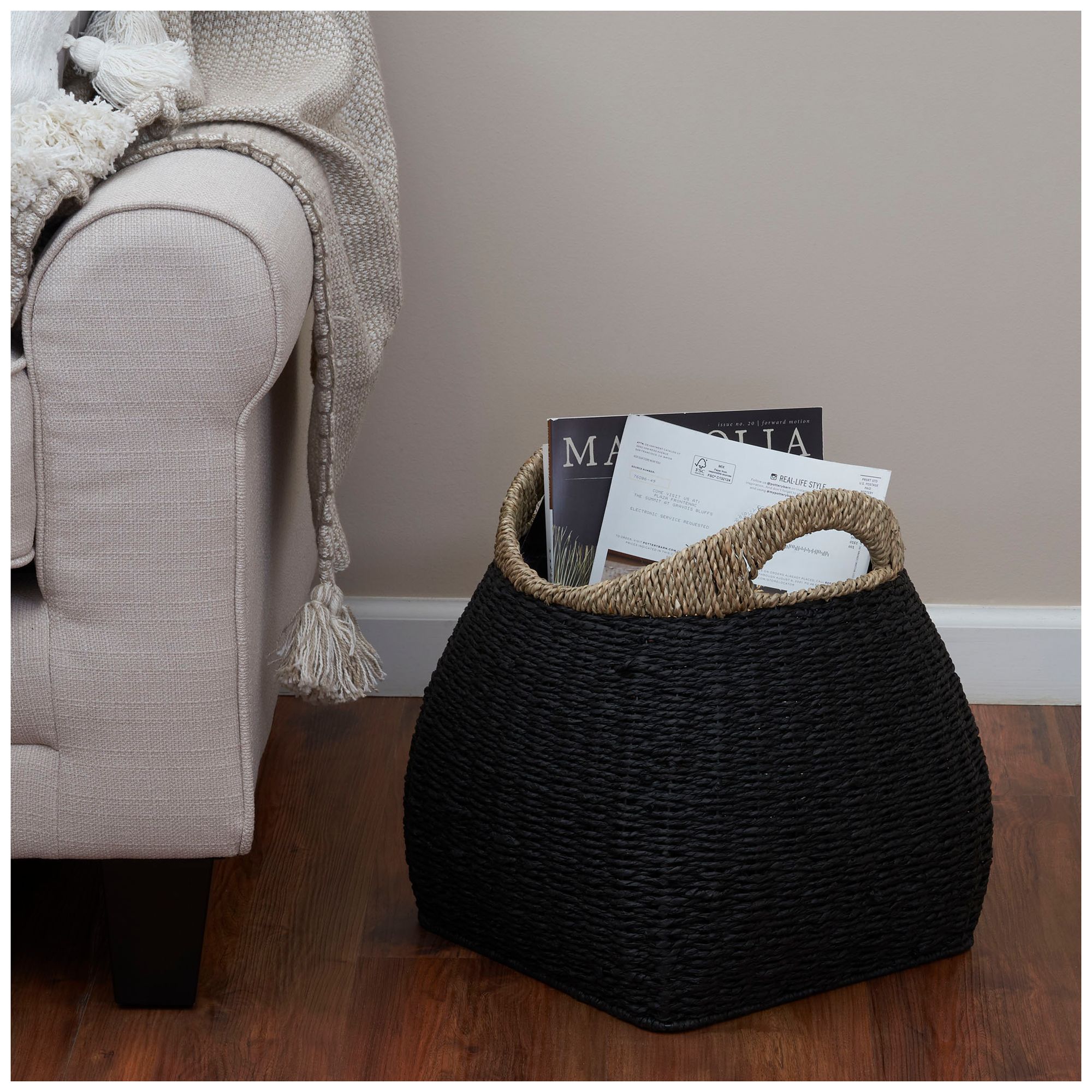 Image 5 Handled Basket, Two Tone Seagrass and Paper Rope more views