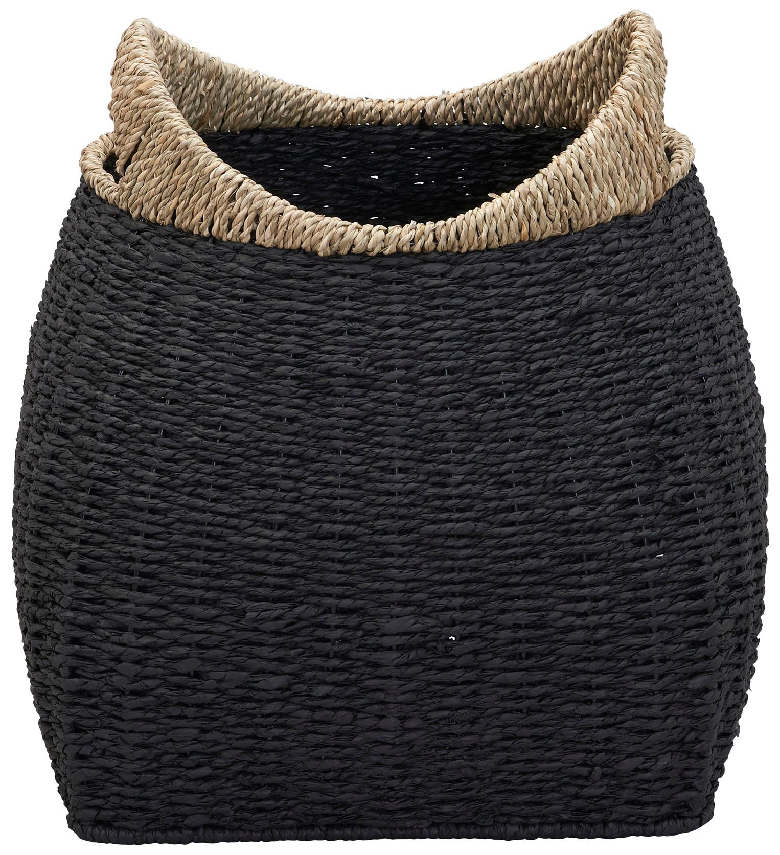 Handled Basket, Two Tone Seagrass and Paper Rope
