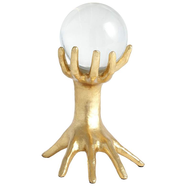 Image 1 Hands on Sphere Holder-Gold Leaf-Lg