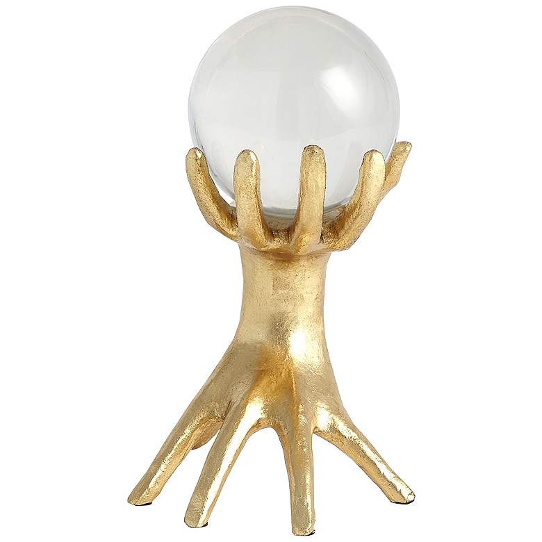Image 1 Hands on Sphere Holder-Gold Leaf-Sm
