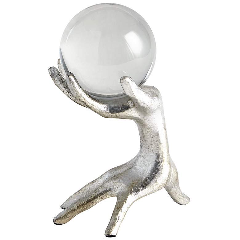 Image 1 Hands on Sphere Holder-Silver Leaf-Sm