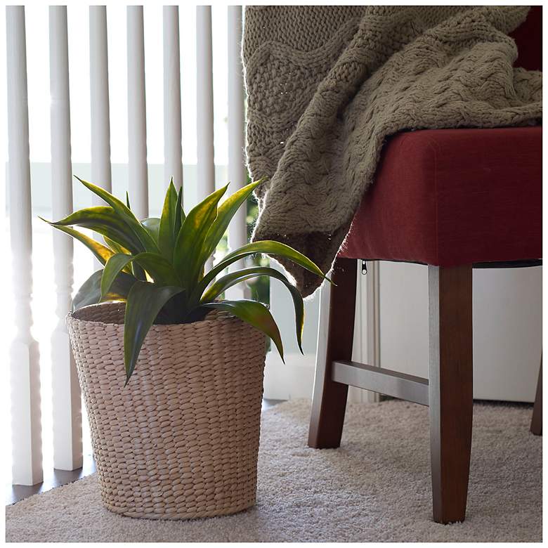 Image 5 Handwoven Cattail Wicker Waste Basket more views