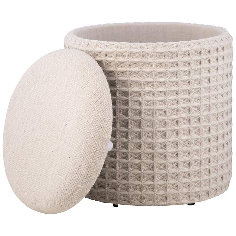 Image 4 Handwoven Chronos Waffle Cream Storage Ottoman more views