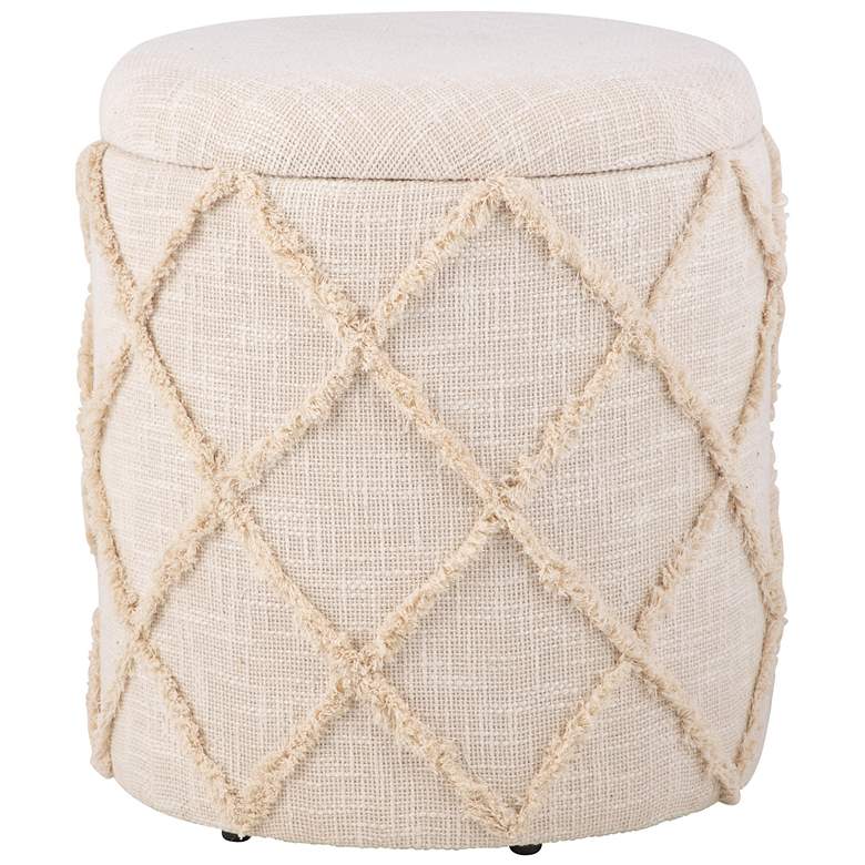 Image 2 Handwoven Eros X Solid Fabric Storage Ottoman more views