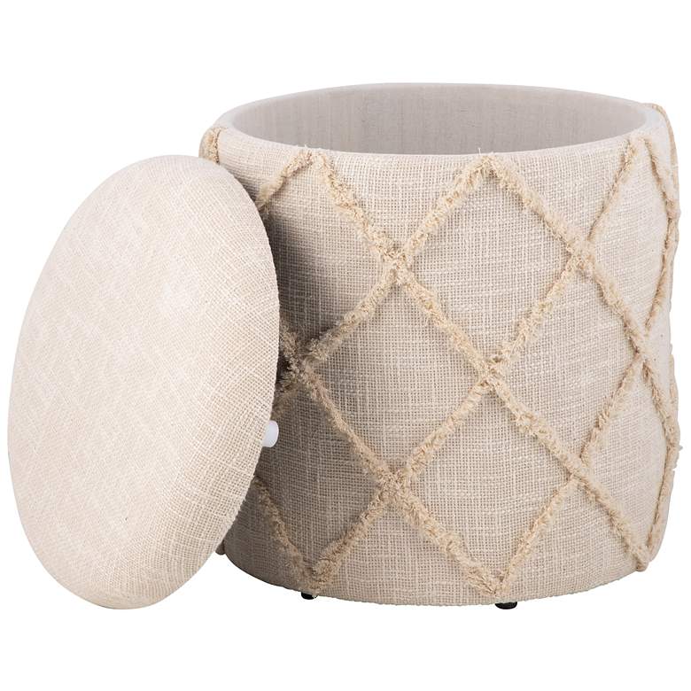 Image 4 Handwoven Eros X Solid Fabric Storage Ottoman more views