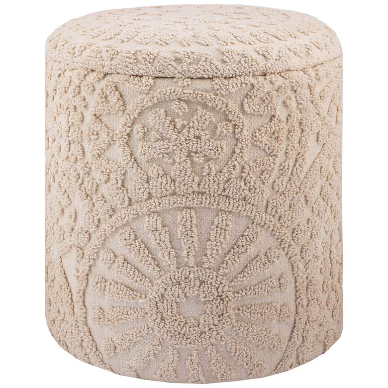 Image 1 Handwoven Helios Cream Sunburst Storage Ottoman