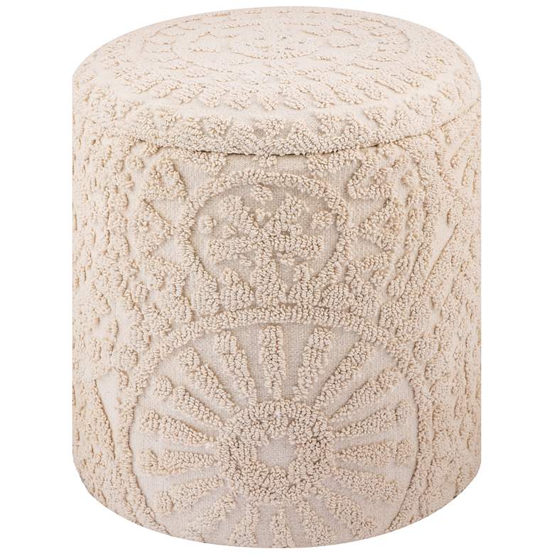 Image 2 Handwoven Helios Cream Sunburst Storage Ottoman more views