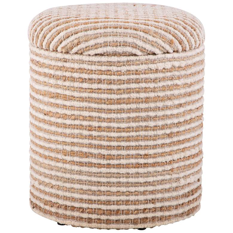 Image 1 Handwoven Heracles Cotton Jute Stripe Storage Ottoman
