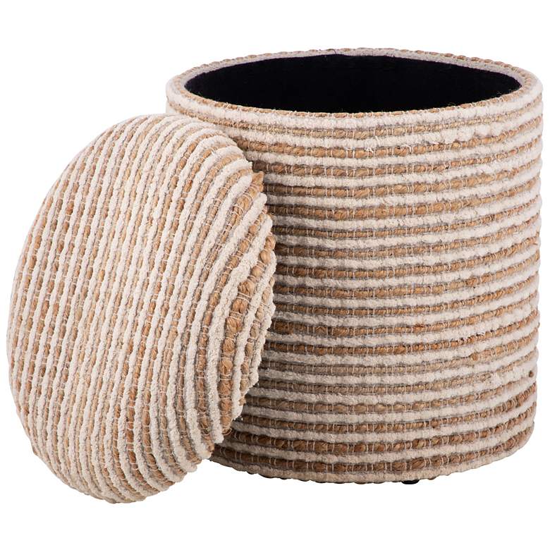 Image 3 Handwoven Heracles Cotton Jute Stripe Storage Ottoman more views