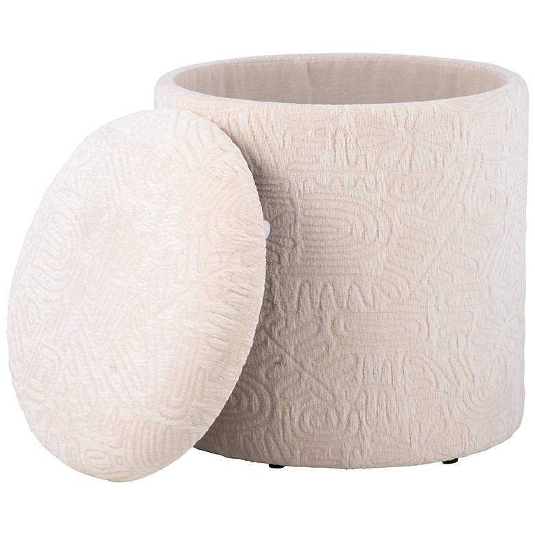 Image 4 Handwoven Hermes Solid Fabric Storage Ottoman more views
