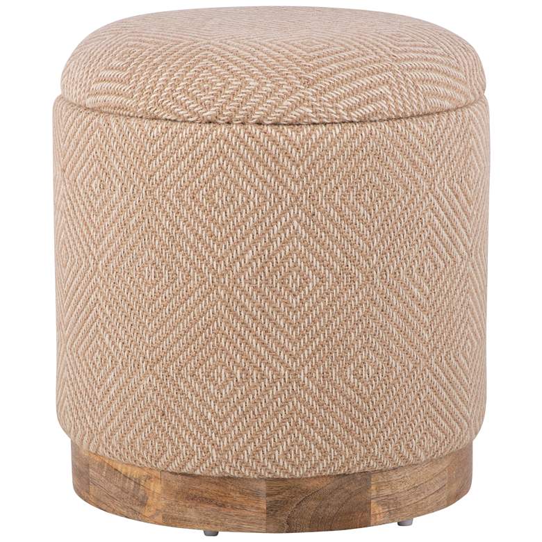 Image 1 Handwoven Hesperus Diamond Jute Wood Base Storage Ottoman