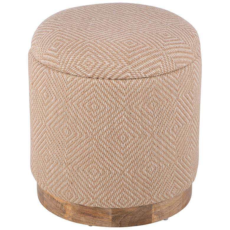Image 2 Handwoven Hesperus Diamond Jute Wood Base Storage Ottoman more views