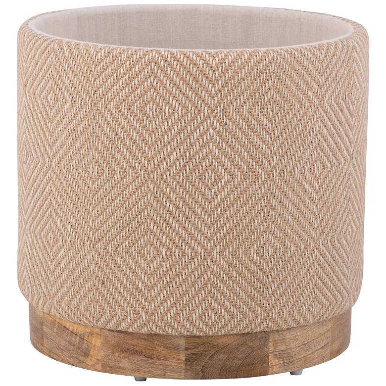 Image 4 Handwoven Hesperus Diamond Jute Wood Base Storage Ottoman more views