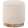 Handwoven Hestia Round Wood Base Storage Ottoman
