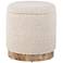 Handwoven Hestia Round Wood Base Storage Ottoman