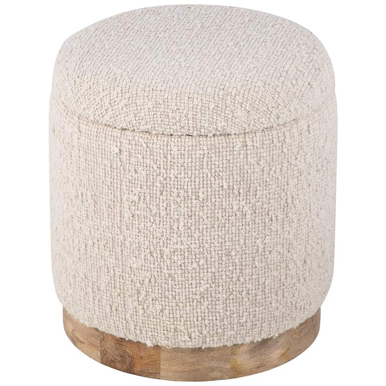Image 2 Handwoven Hestia Round Wood Base Storage Ottoman more views