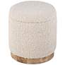 Handwoven Hestia Round Wood Base Storage Ottoman