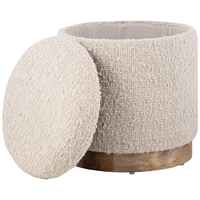 Image 5 Handwoven Hestia Round Wood Base Storage Ottoman more views
