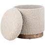 Handwoven Hestia Round Wood Base Storage Ottoman