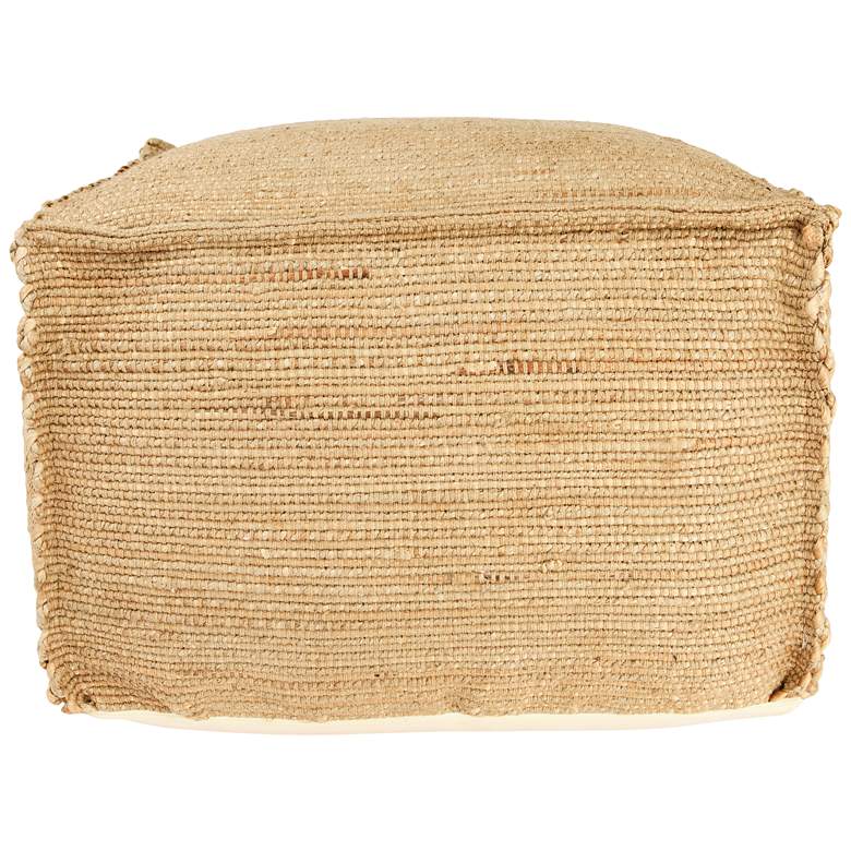 Image 1 Handwoven Jute Pouf with Flanged Edges, Natural