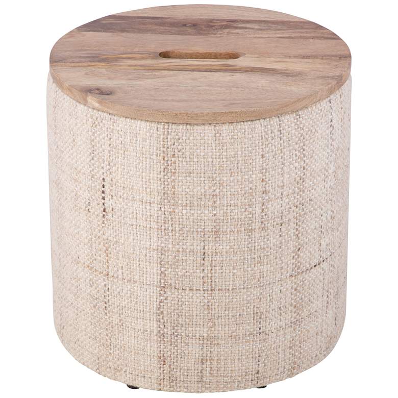 Image 1 Handwoven Nereus Wood Top Storage Ottoman