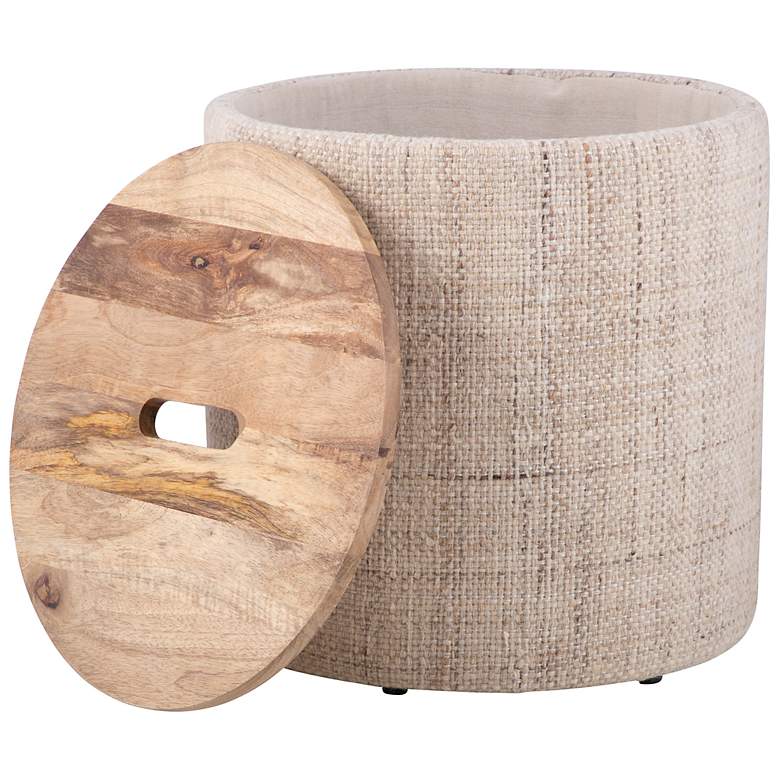 Image 4 Handwoven Nereus Wood Top Storage Ottoman more views