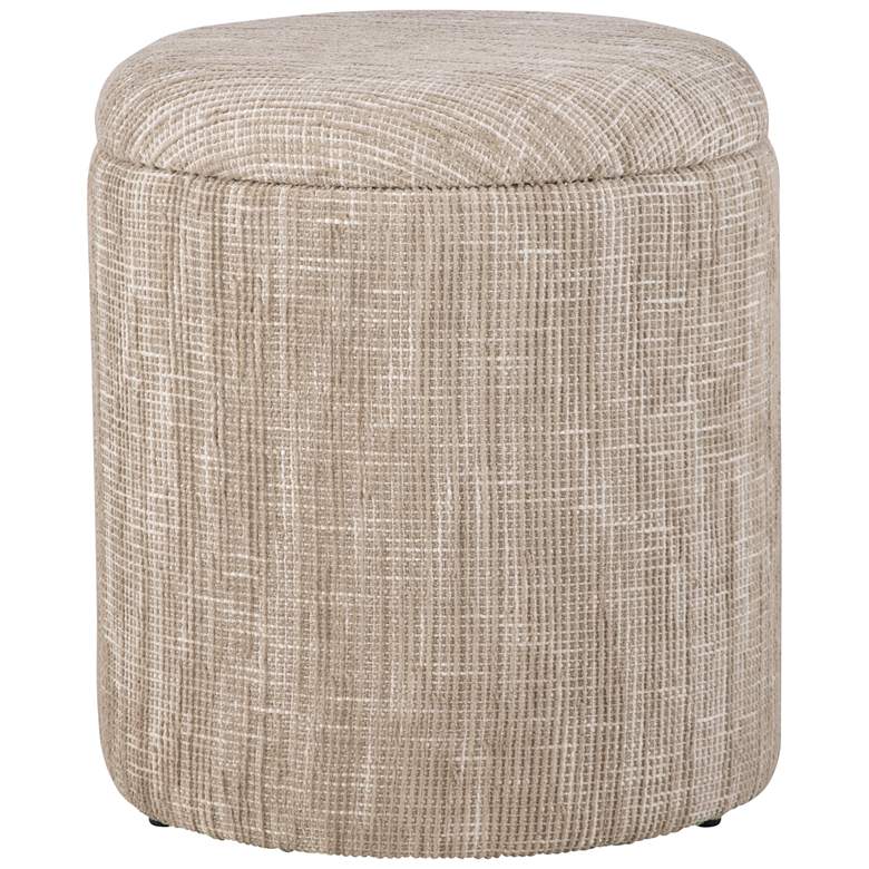 Image 1 Handwoven Ourea Natural Striped Chenille Storage Ottoman