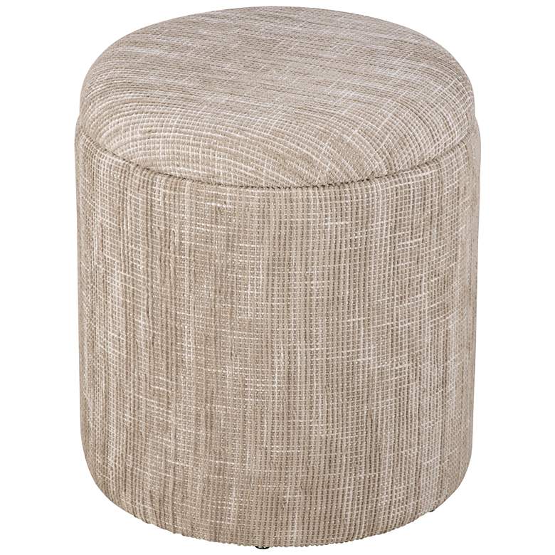 Image 2 Handwoven Ourea Natural Striped Chenille Storage Ottoman more views