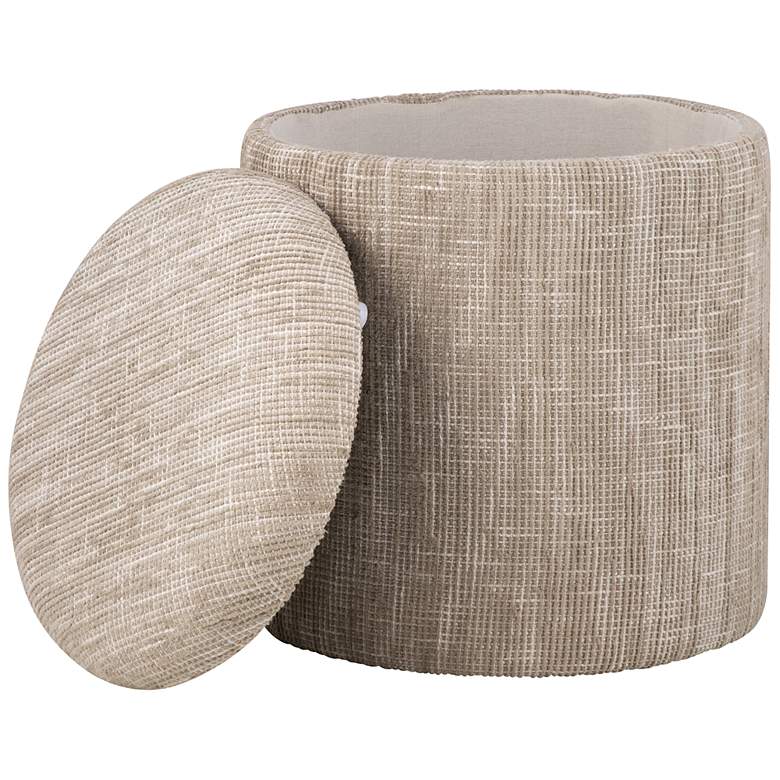 Image 4 Handwoven Ourea Natural Striped Chenille Storage Ottoman more views