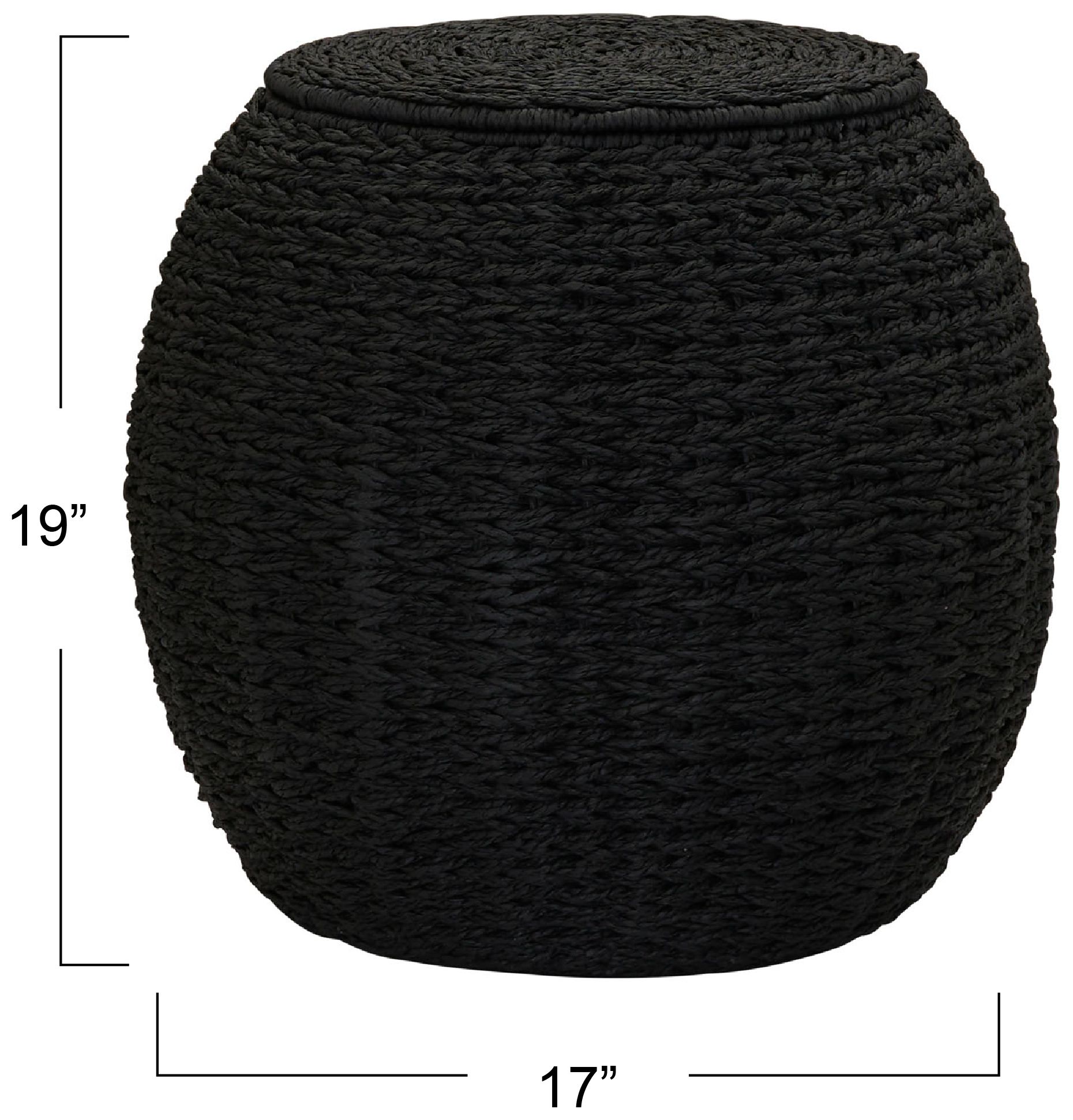 Image 3 Handwoven Paper Rope Barrel Wicker Storage Basket Side Table, Black more views