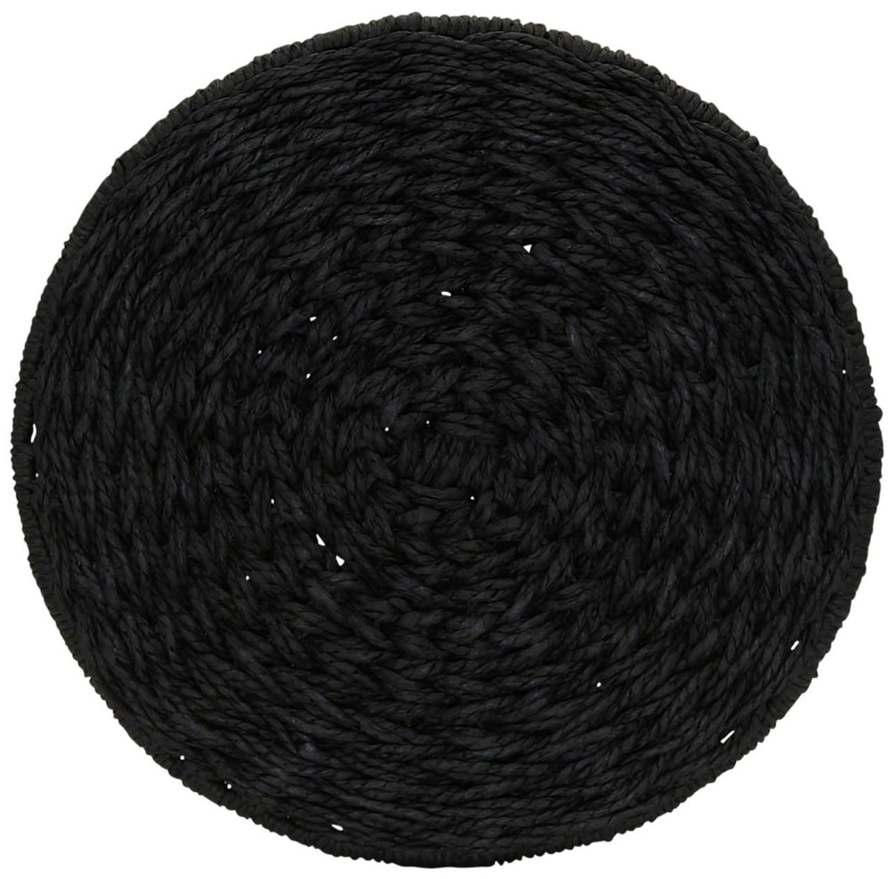 Handwoven Paper Rope Barrel Wicker Storage Basket Side Table, Black