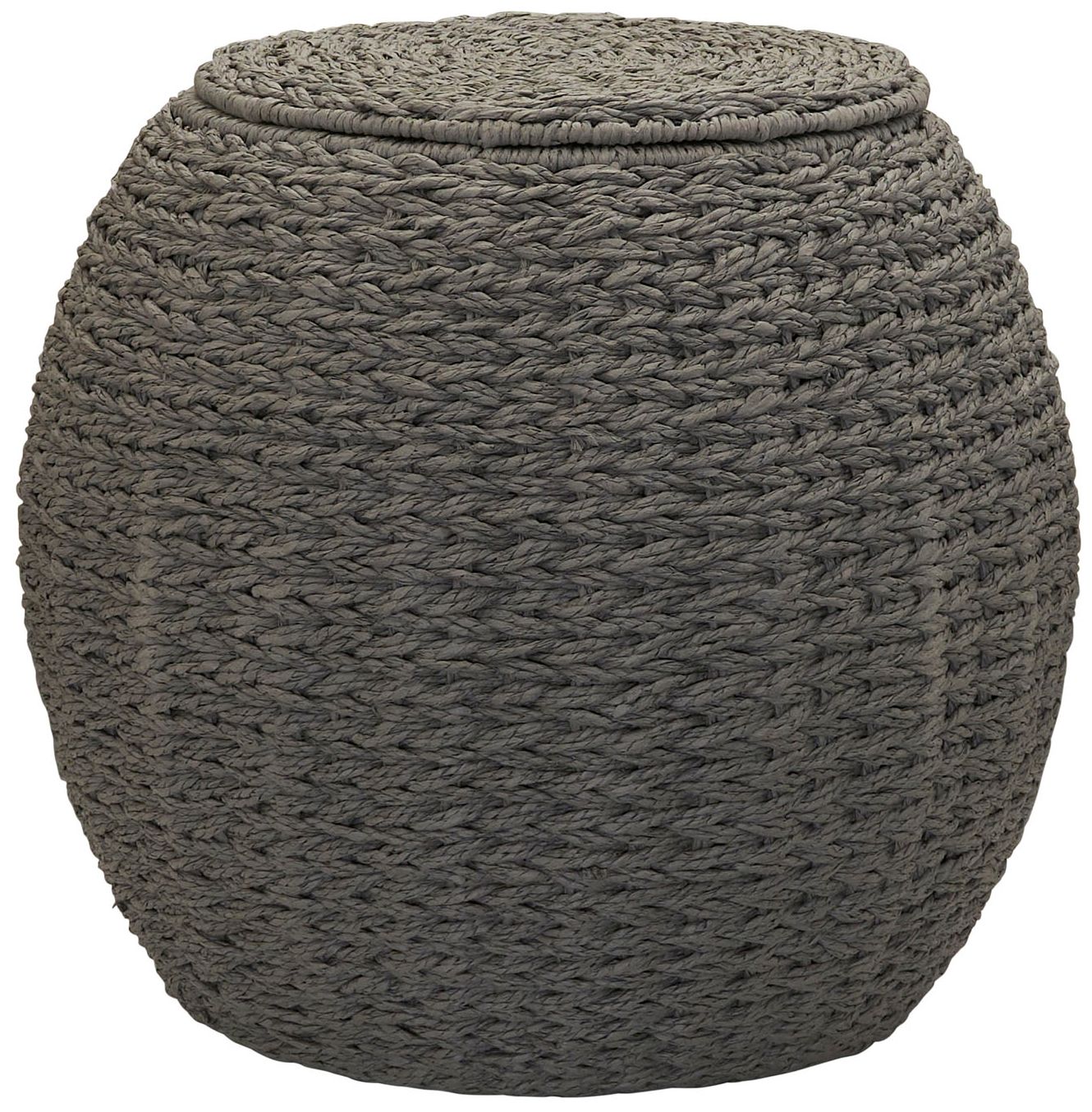 Image 2 Handwoven Paper Rope Barrel Wicker Storage Basket Side Table, Gray
