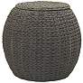 2_Handwoven Paper Rope Barrel Wicker Storage Basket Side Table, Gray