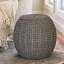 1_Handwoven Paper Rope Barrel Wicker Storage Basket Side Table, Gray