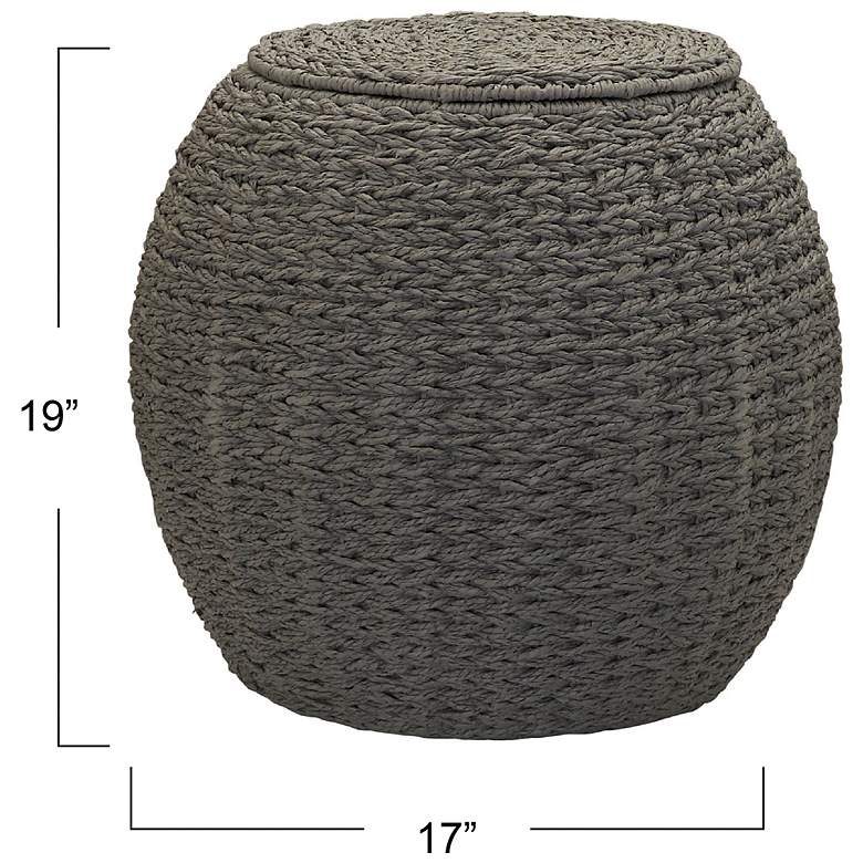 Image 3 Handwoven Paper Rope Barrel Wicker Storage Basket Side Table, Gray more views