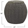 3_Handwoven Paper Rope Barrel Wicker Storage Basket Side Table, Gray more views