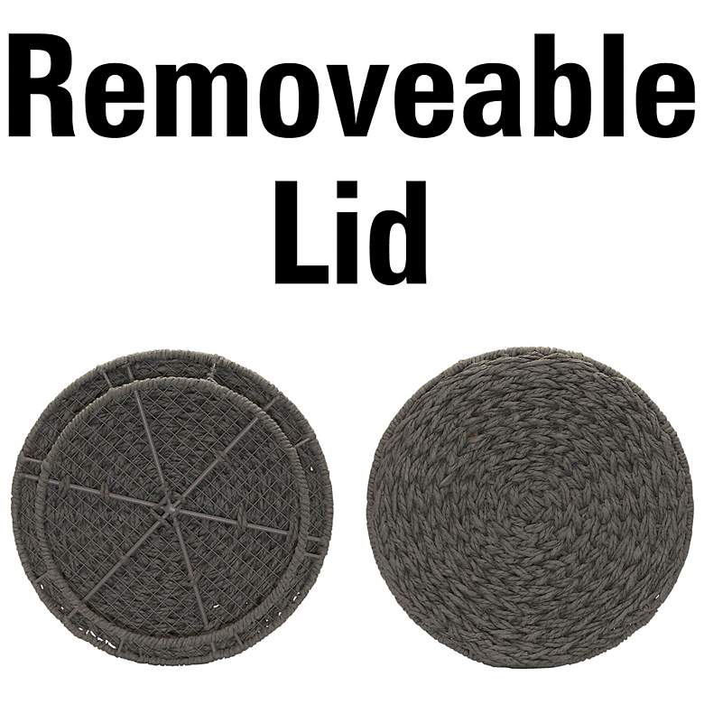 Image 5 Handwoven Paper Rope Barrel Wicker Storage Basket Side Table, Gray more views