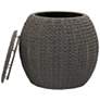 7_Handwoven Paper Rope Barrel Wicker Storage Basket Side Table, Gray more views