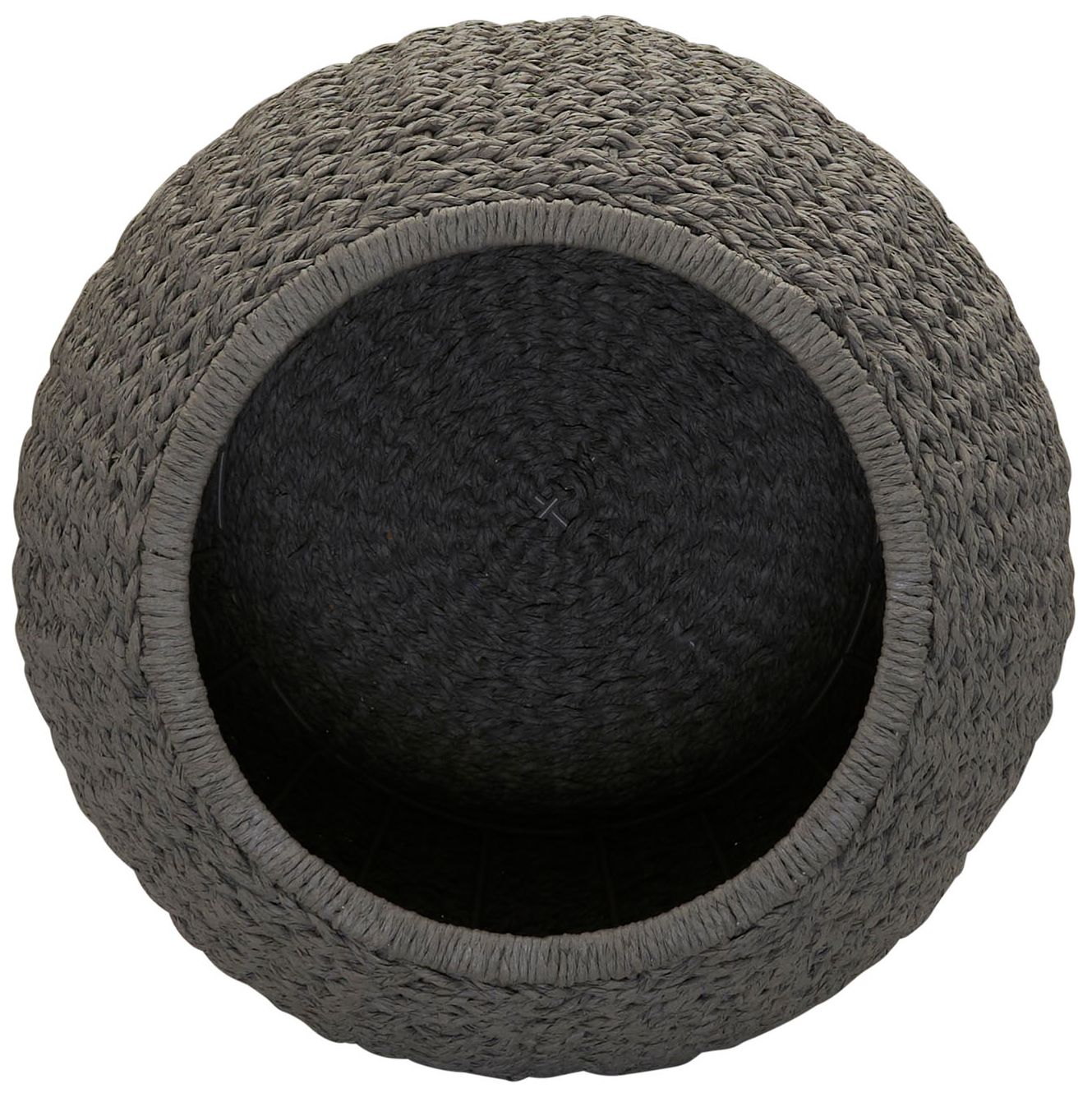 Handwoven Paper Rope Barrel Wicker Storage Basket Side Table, Gray