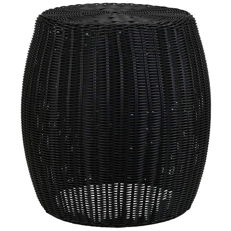 Image 2 Handwoven Resin Barrel Side Table, Black
