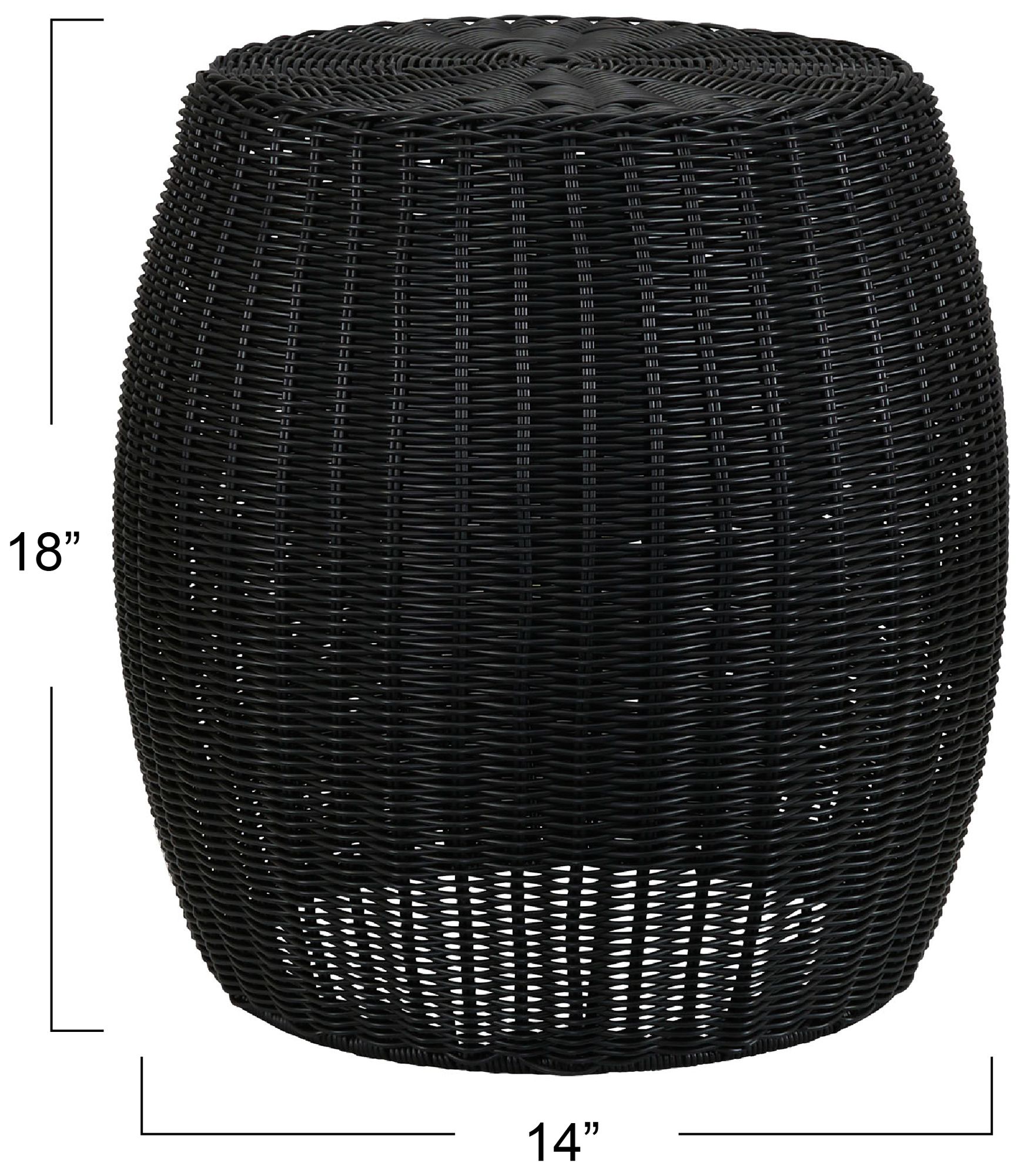 Image 4 Handwoven Resin Barrel Side Table, Black more views