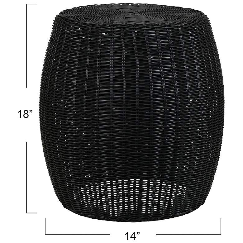 Image 4 Handwoven Resin Barrel Side Table, Black more views