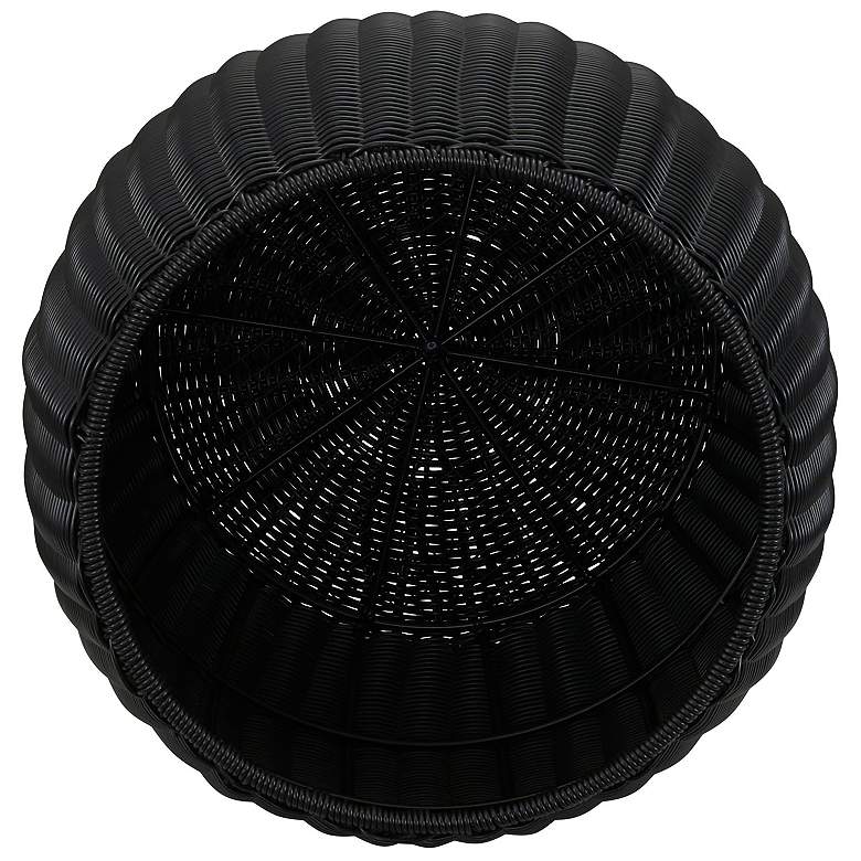 Image 6 Handwoven Resin Barrel Side Table, Black more views