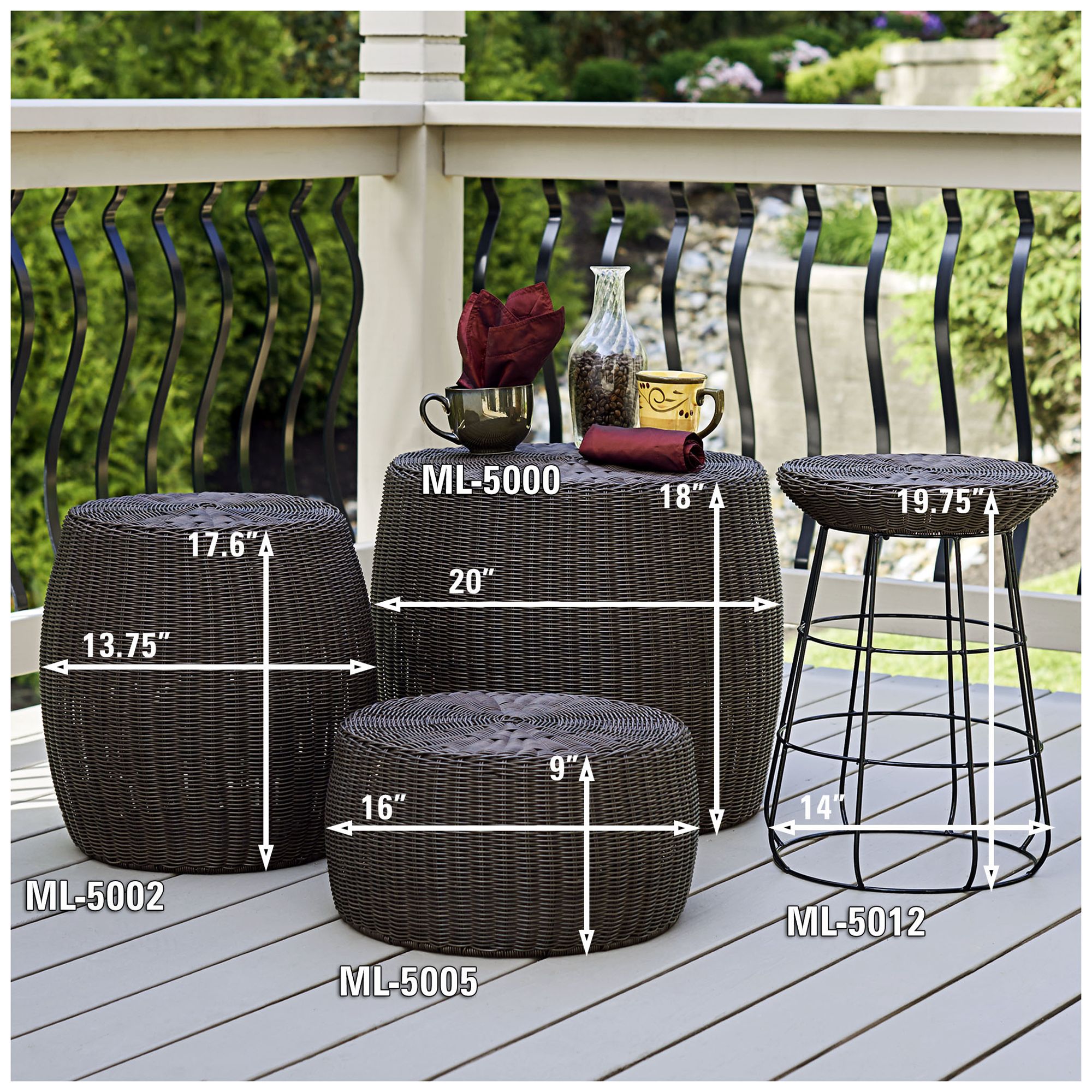 Image 5 Handwoven Resin Barrel Side Table, Brown more views